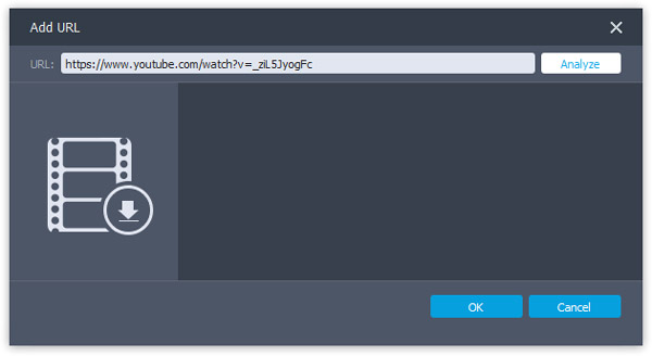 Шаг 2 Нажмите «Добавить онлайн-видео», чтобы загрузить 4K YouTube AVI-файл (обычно анализатор автоматически загружает URL-адрес программы)